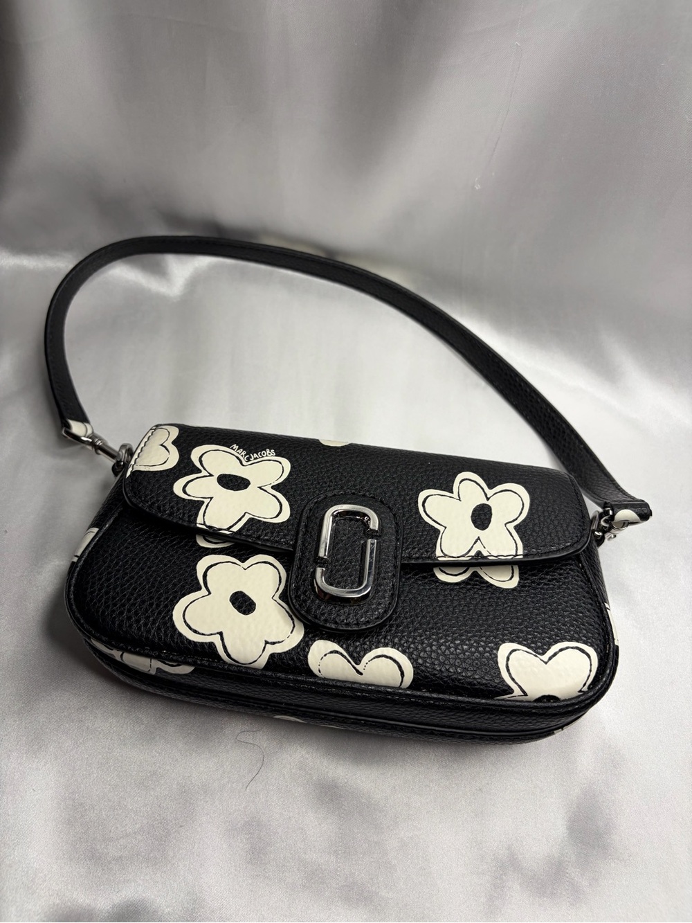 Marc Jacobs Clover Bag Black Floral Leather Shoulder Bag